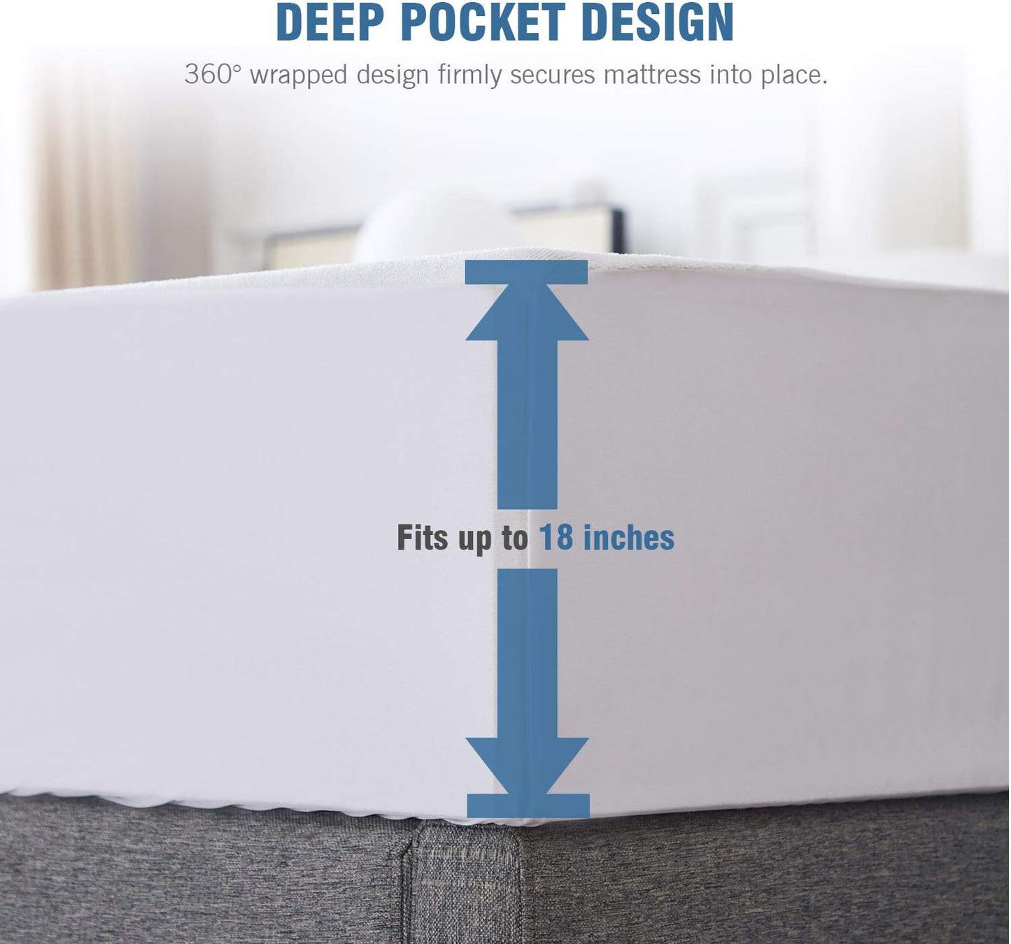 Skiennix Waterproof Mattress Protector - Cal King Size, Breathable & Soft, Hypoallergenic, Fitted Up to 18 Inches Deep, White