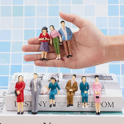 Namalu Miniature People Figurines - 14 Pcs 1:25 Scale Painted Model Train & Dollhouse Figures