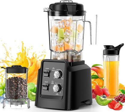 1800W Professional Blender by [Brand Name] - 6-Blade Smoothie Maker with Grinder, Self-Cleaning, 68oz & 27oz Dishwasher Safe Jars