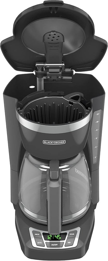 BLACK+DECKER™ 12-Cup Programmable Coffeemaker - Sleek Gray Design for Effortless Brewing