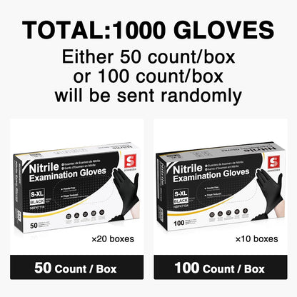 Schneider Nitrile Exam Gloves - 4 Mil Black Disposable, Latex-Free & Powder-Free | Food Safe for Cooking & Prep