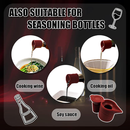 Silicone Wine Bottle Stopper, Wine Bottle Stoppers for Glass Bottles, Beverage Bottle Sealer, Reusable Beer Champagne Bottle Cover Wine Saver (Red-4 Pack)