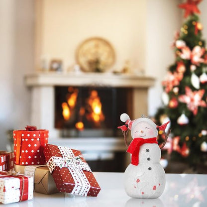 EZVYAO Snowman Figurines - Charming Resin Christmas Decorations for Home & Office | 4.7" Tall, Holding Cardinals