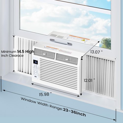 Electactic Window Air Conditioner 6,000 BTU, Window Type AC Unit with Cooling, Dry Mode, 4 Fan Speeds, 24-H Timer, Sleep Mode, Cooling for 250sq.ft Bedroom, Living Room, Office
