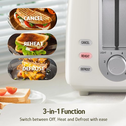 Hazel Quinn 2-Slice Compact Toaster - Wide Slots for Thick Bread & Bagels, 6 Browning Levels | White