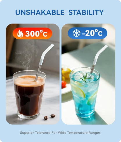 Titanium Straws by Heavy-Duty - Reusable 8.5" Metal Straws for 20 oz Tumblers | Eco-Friendly, BPA-Free with Cleaning Brush