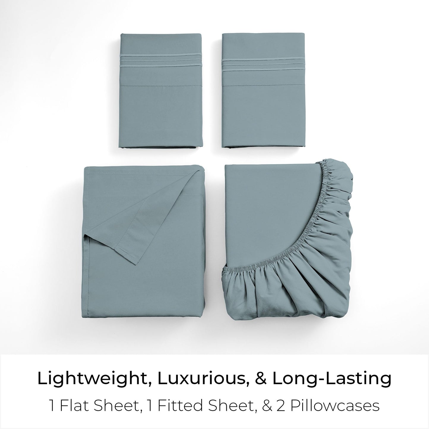 Mellanni King Sheets Set - 4 PC Iconic Collection Bedding - Hotel Luxury, Extra Soft, Cooling Bed Sheets - Wrinkle, Fade, Stain Resistant (King, Spa Blue)