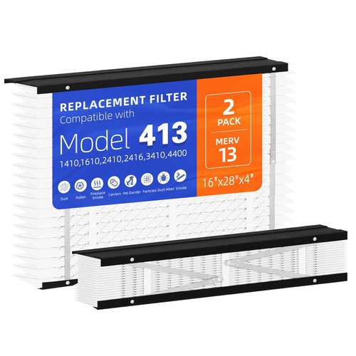 2 Pack 413 Replacement Filter, Compatible with AprilAire 413 Whole House Air Purifiers Models,1410,1610,2410,2416,3410,4400,MERV13 HVAC Furnace Filter Replacement,Actual Size:16"x28"x4" Air Filter