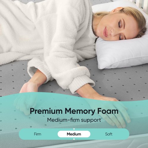 3 inch Twin XL (39"x80") Gel Memory Foam Mattress Topper Ventilated Soft Mattress Pad, Bed Topper, CertiPUR-US Certified, Twin XL Size, Gray