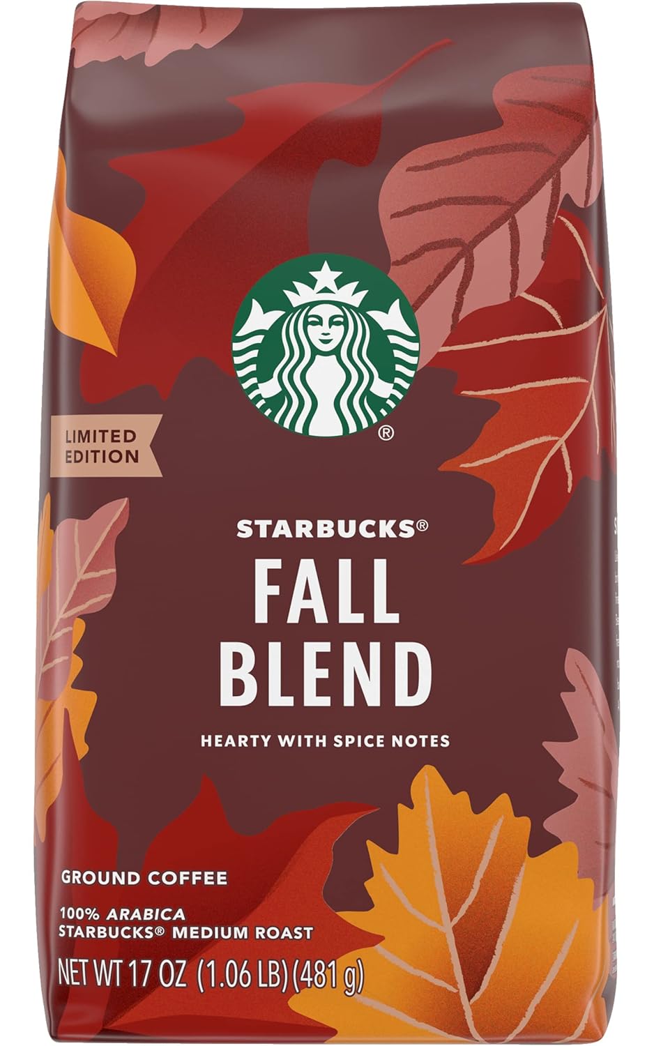Starbucks Limited Edition Ground Coffee - Fall Blend Medium Roast 100% Arabica | 17 Ounce Bag (Pack of 4)
