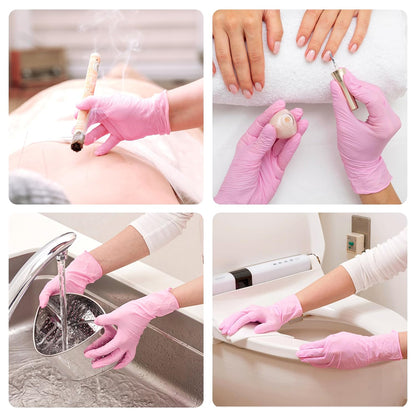 SwiftGrip Disposable Exam Gloves - Pink, X-Small, Powder-Free, Latex-Free, 50-Count Box for Medical Use