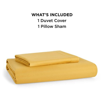 Bedsure Duvet Cover Twin/Twin XL Size - Soft Double Brushed Bedding Set for Kids & Adults, Zipper Closure, 2 Pieces, Includes 1 Duvet Cover (68"x90") & 1 Pillow Sham, NO Comforter, Golden Yellow