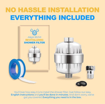 Aqua Revive High Output Revitalizing Shower Filter - Reduces Dry Itchy Skin, Dandruff, Eczema, and Dramatically Improves The Condition of Your Skin, Hair and Nails - Chrome (SF100).