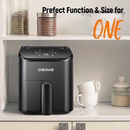 DEIME Air Fryer - Compact 3 Qt Digital Airfryer for Quick Meals | Nonstick & Dishwasher Safe (Black)