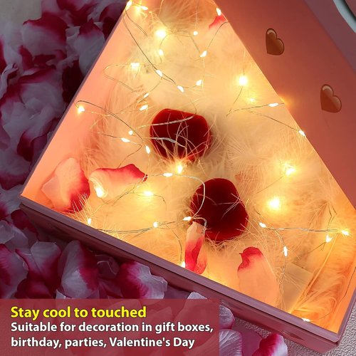 HXWEIYE Fairy Lights - 18 Pack Battery Operated 7ft Warm White Mini String Lights | Waterproof for Mason Jars & Events