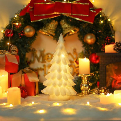 Bdor White Christmas Tree - 11-Inch Tabletop Decor with Lights & Snowflakes | Exquisite Resin Ornament