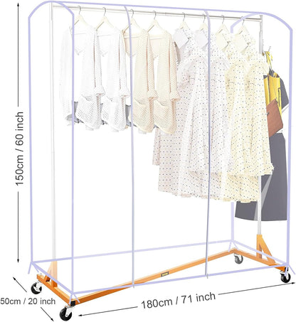 Ruibo Clear Garment Rack Cover - Dustproof & Waterproof Clothing Protector | 71x20x60 Inch
