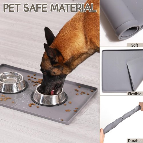 MateeyLife Silicone Pet Feeding Mat - Waterproof & Anti-Slip Dog/Cat Bowl Mat | Spill-Proof Design