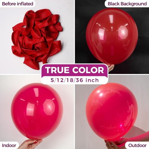 Bezente Red Balloons | 100 Pack 12-Inch Round Latex Balloons for Valentine's Day & Parties