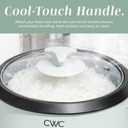 Cook With Color 6-Cup Rice Cooker - Effortless 300W Cooking for Perfectly Fluffy Rice, Sage