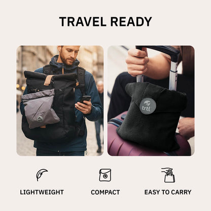 trtl Pillow - Scientifically Proven, Super Soft Neck Support Travel Pillow for Airplanes - Lightweight and Machine Washable - Ergonomic Design for Traveling on Flights, Cars, and Trains - Black