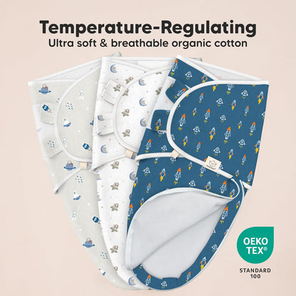 Skiennix Baby Swaddle Sleep Sacks - Soft & Durable 3-Pack for Newborns 0-3 Months | Easy Diaper Change