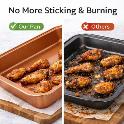 Skiennix Nonstick Copper Baking Pan - Ceramic Coated for Even Cooking | Dishwasher & Oven Safe, PTFE & PFOA Free