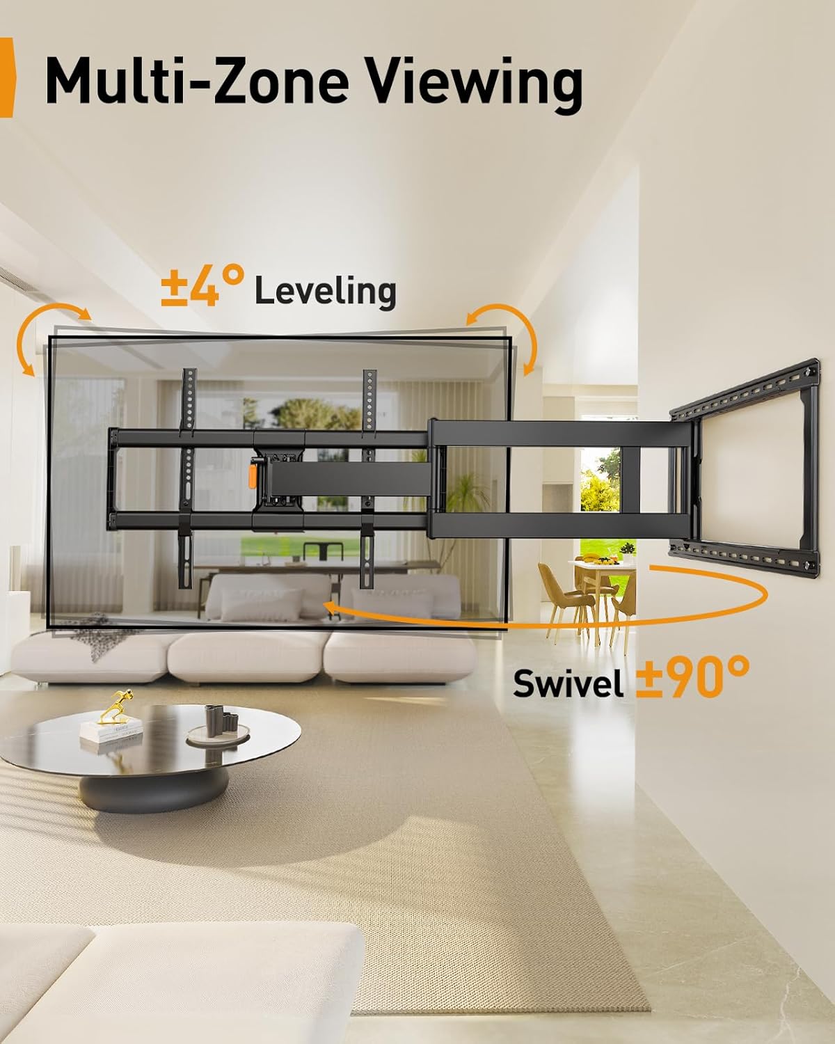 Perlegear Full Motion TV Wall Mount - Fits 42–97 Inch TVs Up to 150 lbs | Easy Install with Swivel & Tilt