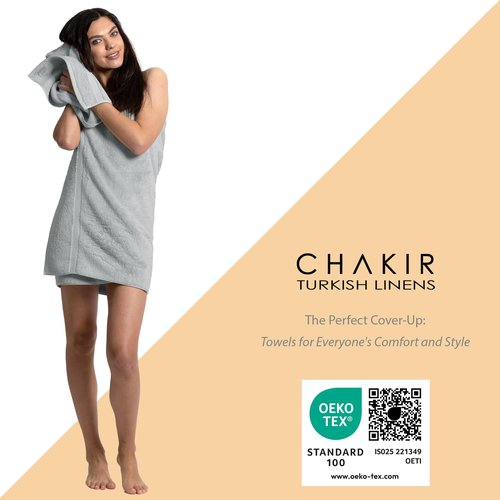 Chakir Turkish Linens, 100% Cotton Premium Quality Turkish Bath Sheets (35''x70'' Large Bath Sheet Towels - Silver Gray)