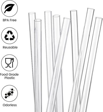 Stanley Replacement Straws - 8 Pack Clear Reusable Plastic Straws with Brushes | Dishwasher Safe, BPA Free