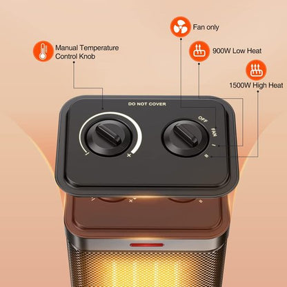 **Regine Switzerland 1500W PTC Ceramic Space Heater - Rapid Heating, 3 Modes, Safety Features | Ideal for Bedroom & Office**
