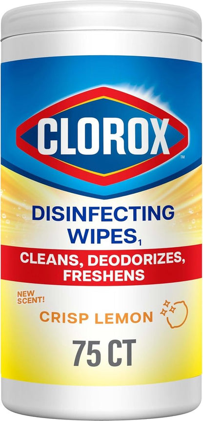 Clorox Disinfecting Cleaning Wipes - Antibacterial & Bleach-Free, Crisp Lemon Scent, 75 Count