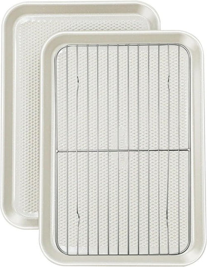 Jelly Roll Pan Set by [Brand Name] - 10x15 Nonstick Baking Sheets with Wire Rack | Durable Carbon Steel, Dishwasher Safe