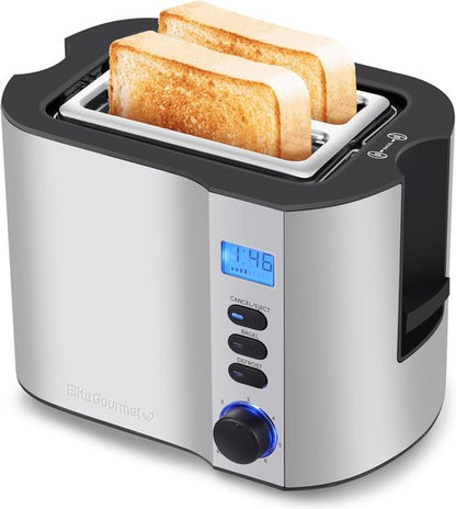 Elite Gourmet ECT2145 2-Slice Toaster - Extra Wide Slots, Bagel Function, Stainless Steel Finish