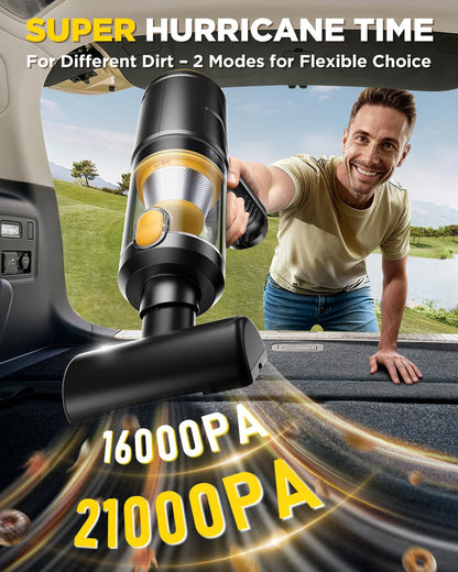 Skiennix Handheld Vacuum Cleaner - 21000Pa Suction Power, 4-in-1 Portable Design, Cordless with LED Light