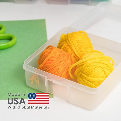 IRIS USA Pencil Case Boxes - 10-Pack Clear Plastic Organizing Containers with Snap Lid for Crafts & Stickers
