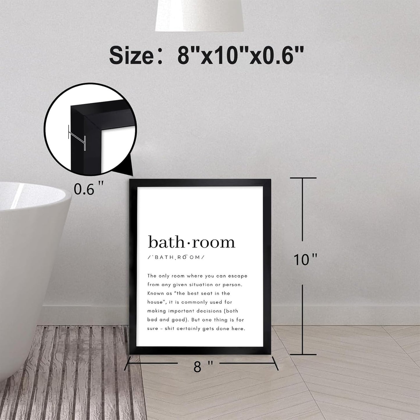 Regine Switzerland Black and White Bathroom Wall Art - Funny Definition Print | Minimalist 8x10in Framed Decor