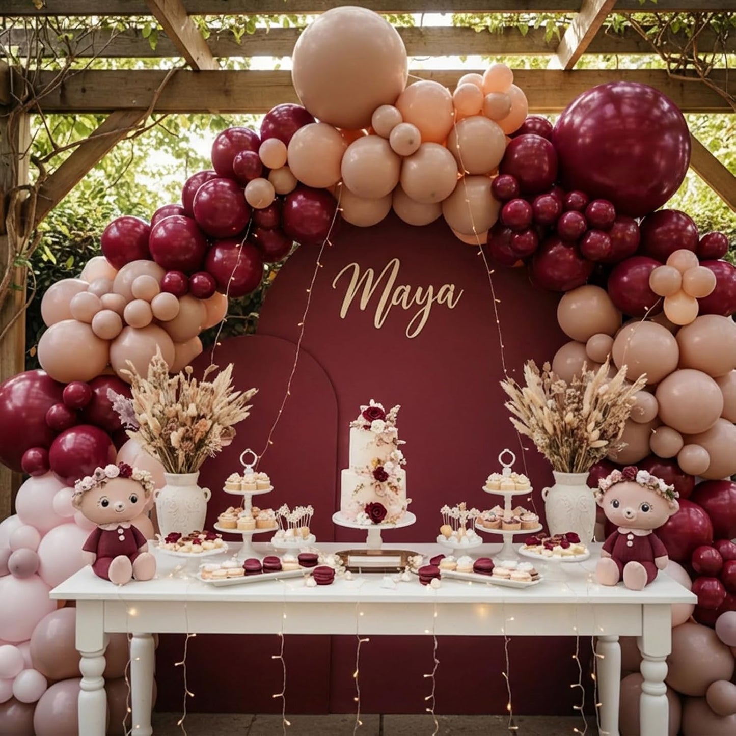 RUBFAC Burgundy Balloons - 129-Piece Latex Balloon Garland Kit | Maroon & Dark Ruby Red, 5-12 Inch