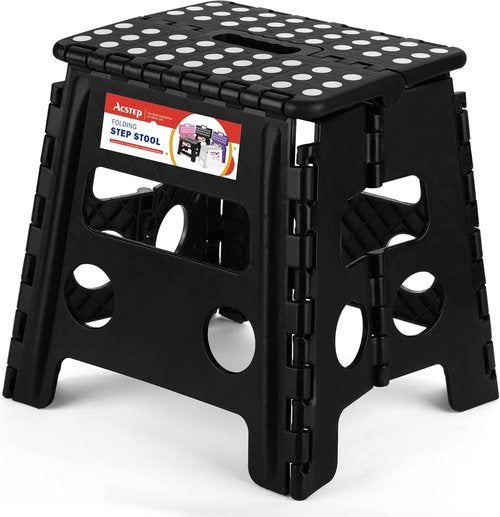 ACSTEP Folding Step Stool - Premium Heavy Duty 13-Inch Foldable Stool for Adults | Black