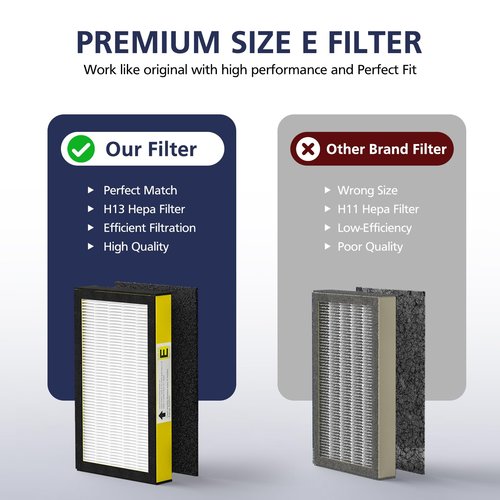 FLT4100 Replacement Filter E for Guardian AC4100, AC4100CA, AC4150BL, AC4150PCA, AC4150P Technologies Models, 2 x Hepa Filter + 4 x Activated Carbon Pre-Filter