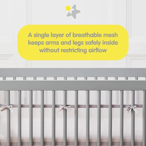 BreathableBaby Breathable Mesh Liner - Classic 3mm Mesh for Full-Size Cribs, White | Covers 3 or 4 Sides