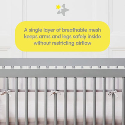 BreathableBaby Breathable Mesh Liner for Full-Size Cribs, Classic 3mm Mesh, White (Size 4FS Covers 3 or 4 Sides)