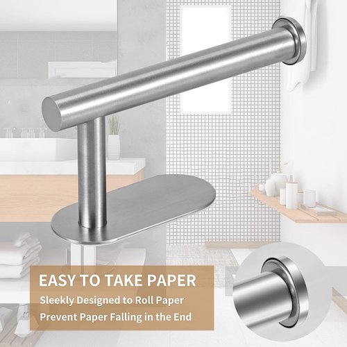 JOPOFI Toilet Paper Holder - Self Adhesive Toilet Paper Holder Wall Mount for Bathroom, SUS 304 Stainless Steel Command Strip Toilet Paper Roll Holder Stick On, No Drilling - Brushed Nickel（2 Pcs）