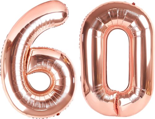 60th Birthday Decorations by [Brand Name] - Rose Gold Party Supplies with Big Number 60 Balloons