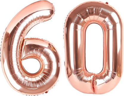 60th Birthday Decorations by [Brand Name] - Rose Gold Party Supplies with Big Number 60 Balloons