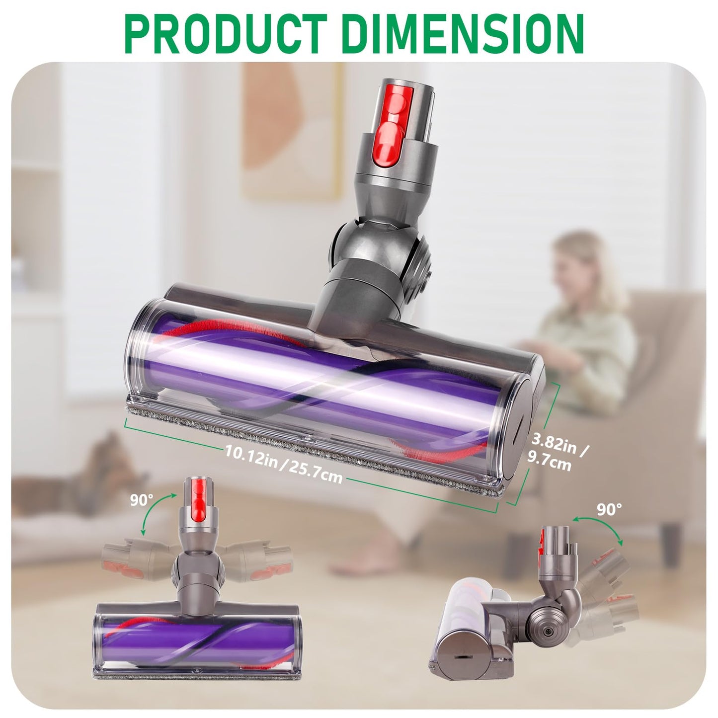 Quick-Release Moterhead Replacement Cleaner Head and Roller Brush Kit Compatible with Dyson V8,V10,V11,V15,SV10,SV12,SV14 Vacuum Cleaners,Vacuum Head Attachments Parts