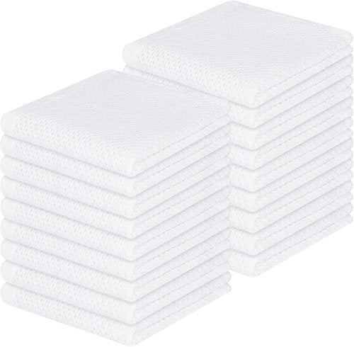 Homaxy 100% Cotton Dish Cloths - Ultra Soft, Absorbent & Quick Drying | 12 x 12 Inches, 18-Pack, White
