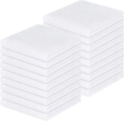 Homaxy 100% Cotton Dish Cloths - Ultra Soft, Absorbent & Quick Drying | 12 x 12 Inches, 18-Pack, White