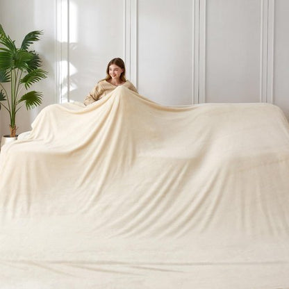 COOVA Oversized King Fleece Blanket 120x120 inches, Soft Cozy Warm Giant Extra Large 10'x10' Blanket for Bed, Sofa, Couch,Travel, Camping, California Huge Flannel Big Throw Blanket, Beige