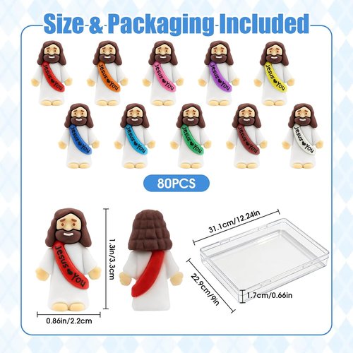 Little Jesus Figurines by [Brand Name] - 80Pcs Pocket-Sized Figures for Church Events & Baptism Gifts